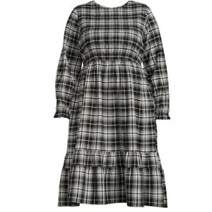 Terra & Sky Women's Plus Size Tiered Peasant Maxi Dress Plaid 4X